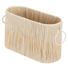 Graciadeco Wicker Toilet Paper Storage Holder, Narrow Woven Basket for Extra Toilet Paper Waterproof Bathroom Toilet Organizer Free Standing for 6 Mega Rolls, Beige