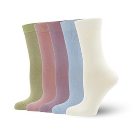 Women's Soft Thin Viscose Bamboo Crew Socks, Fit Stretchy Casual, Business, Dress Calf Sock 5 Pairs (US, Alpha, Medium, Regular, Regular, Assorted3)