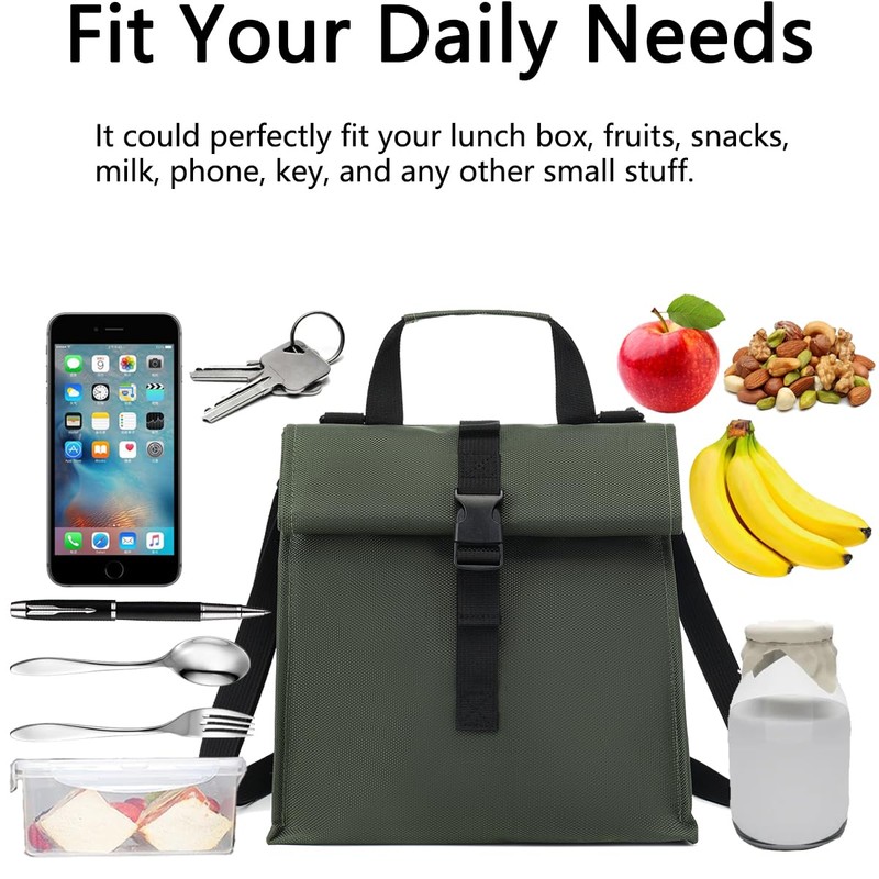 Insulated Lunch Bag for Men/Women/Kids, Roll top Reusable Lunch Box