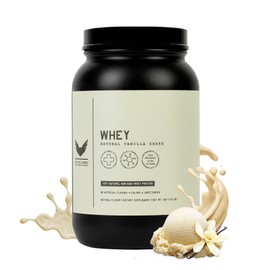 High Level Natural Whey Protein Powder | Vanilla Shake with Stevia | 24g Protein | 2 lb, Ultra Filtered Non-GMO | Digestive Enzymes for Absorption | No Artificial Color or Flavors | Made in USA