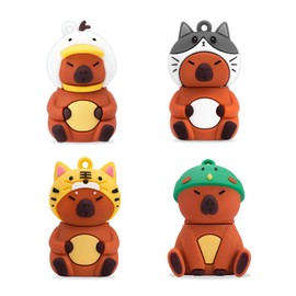 Leizhan 4 * 16GB Cute USB Flash Drive, Capybara Memory Stick Drive Pendrive Gift for Kids, Teacher, Friends