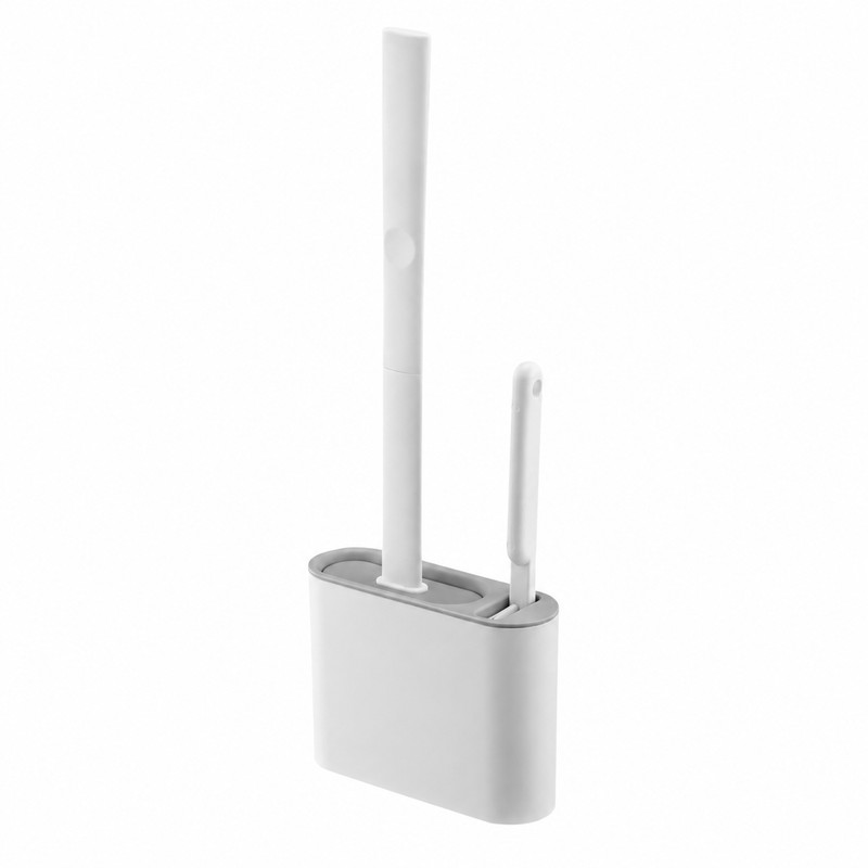 Flat Head Toilet Brush with Wall-Mounted Holder – Flexible Bathroom
