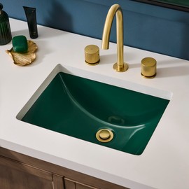 Ruvati 17 x 12 inch Undermount Bathroom Vanity Sink Emerald Green Rectangular Porcelain Ceramic with Overflow - RVB0718EG
