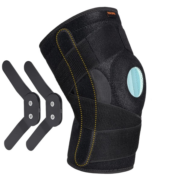 Thx4COPPER Knee Brace with Splint, Adjustable Open Patella with Straps