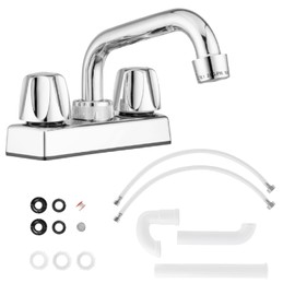 Pacific Bay - Lynden Utility Laundry Sink Faucet with Swivel Stainless Steel Spout - Optional Threaded Spout Garden Hose Adapter - Metallic Chrome Plating Over Plastic - Includes Install Hardware