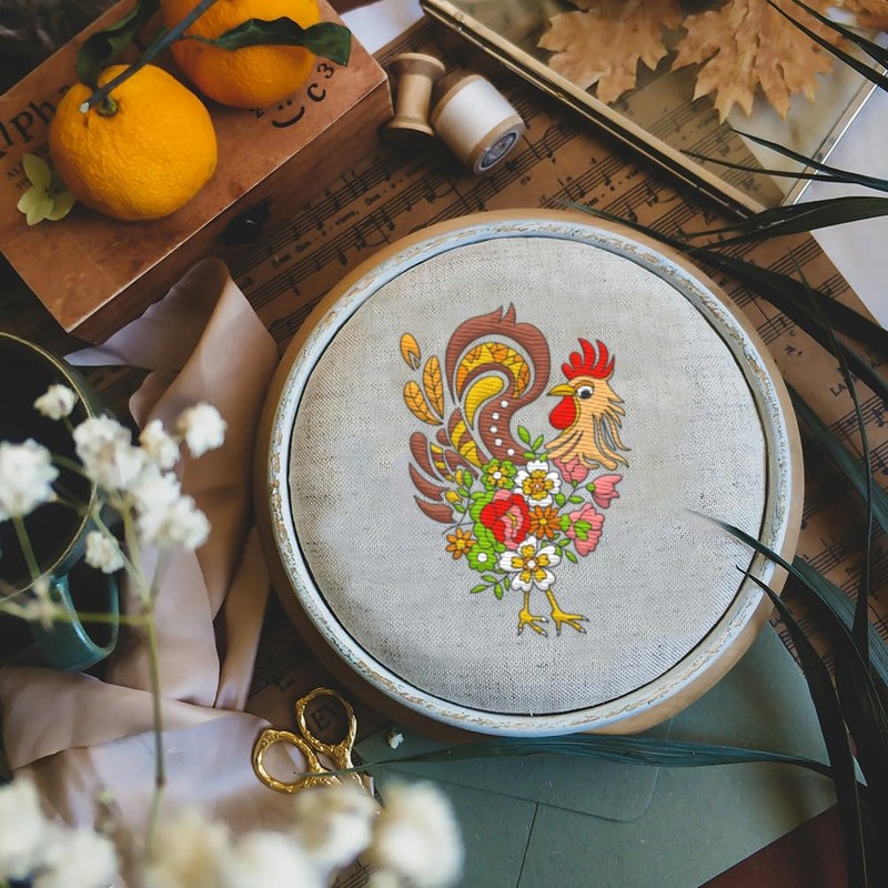 DOODLREAM 34Pcs Floral Chicken Water Soluble Hand Sewing Stabilizers, 21