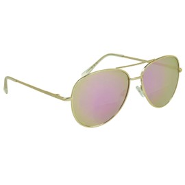 proSPORT Aviator Bifocal Sunglass Reader +1.50 Pink Flashed Mirror Gold Frame Men Women