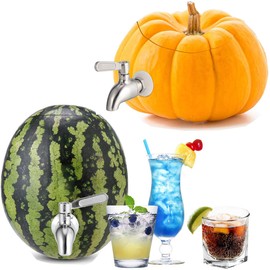 Stainless Steel Watermelon Keg Tap Kit - [Leakproof] [NO Clog] Pumpkin Fruit Keg Tapping with Coring Tool, [Adjust Shank] DIY Watermelon Spigot for Cocktail Party-Tea Drink Dispenser Spout