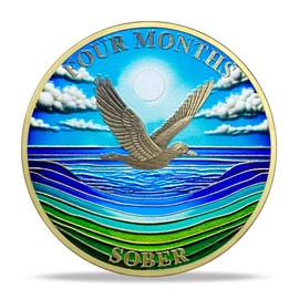 4 Month Sobriety Coin Gifts | Eagle and Sky AA Coin - NA HA AA Chip Medallion with Serenity Prayer | Narcotics Alcoholics Anonymous Gifts for Anniversary Month & Year for Men & Women in Recovery