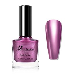 KYDA Orchid Purple Metallic Nail Polish, Lasting Bright Mirror Nail Polish, High Shine Finish Nail Art Polish, Gorgeous Reflective Manicure Nail Lacquers, 0.26 fl oz, #06