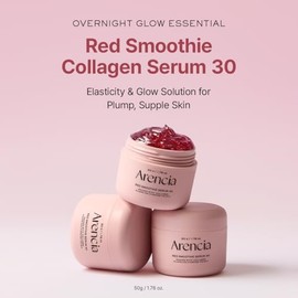 ARENCIA Suero de Mascarilla Facial de Smoothie Rojo Nocturno, Luminoso y Calmante con 30% de colágeno rojo, Niacinamida, Péptido, Vitamina E