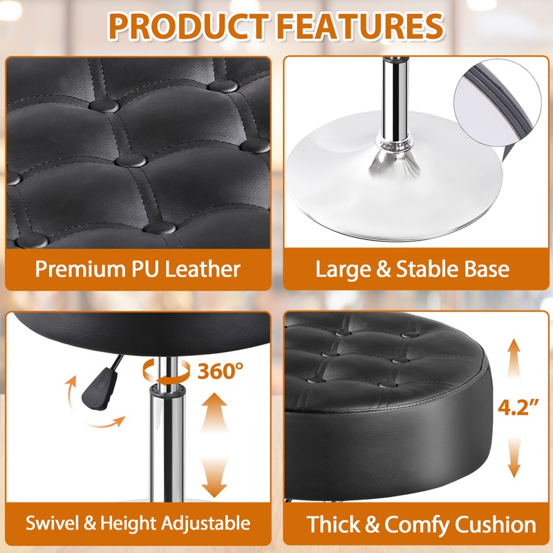 Segawe Vanity Ottoman Stool Adjustable 360° Swivel Makeup Stool Chair