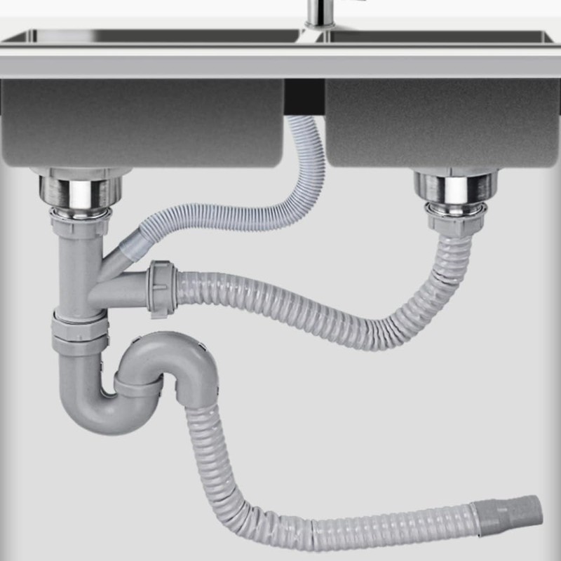 Kitchen Sink Drain Pipe Made of Stainless Steel and ABS