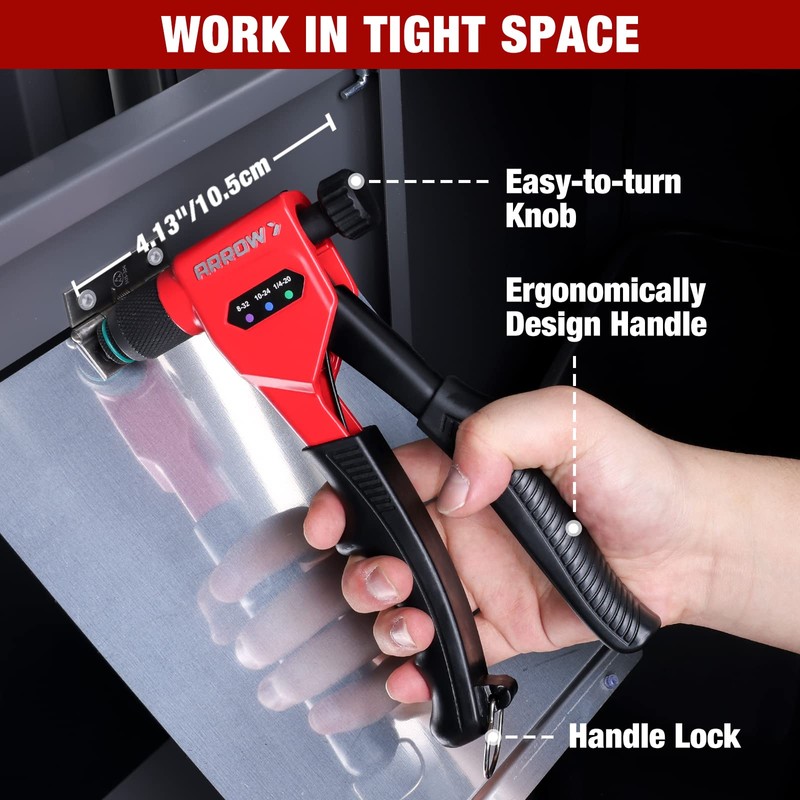 Arrow Rivet Nut Tool, 8" Rivet Nut Gun Kit Designed