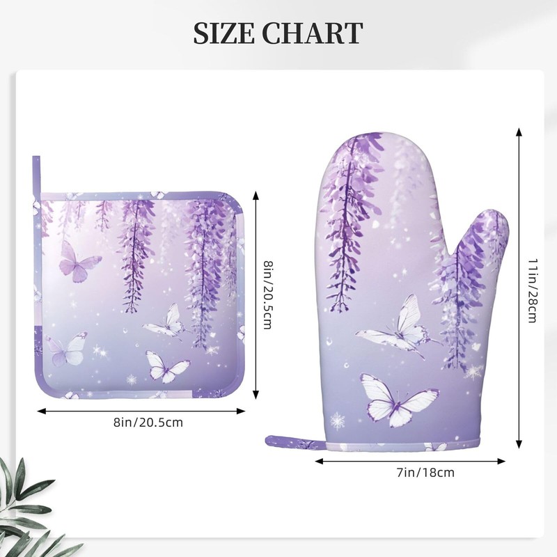 Oven Mitts and Pot Holders Lavender Butterfly Light Purple Flower