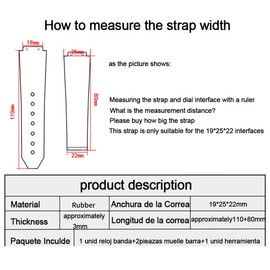 FACLE leather watch strap 25mm Rubber watch band replacement for hublot big bang watch strap silicone wristband bracelet (19mm*25mm*22mm, Rubber pellet black)