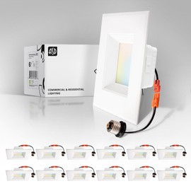 ASD 6 inch Recessed LED Light Square Retrofit Kit 12W (50W Replacement) 1100Lm Wet Rated Dimmable Downlights 5CCT Adjustable 2700/3000/3500/4000/5000K Baffle Trims, UL Listed 12 Pack