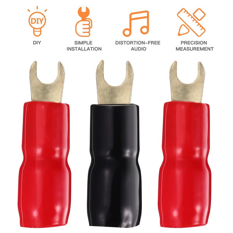 VICASKY 10 Pairs Durable Gold Plated Crimp Barrier Spades Fork