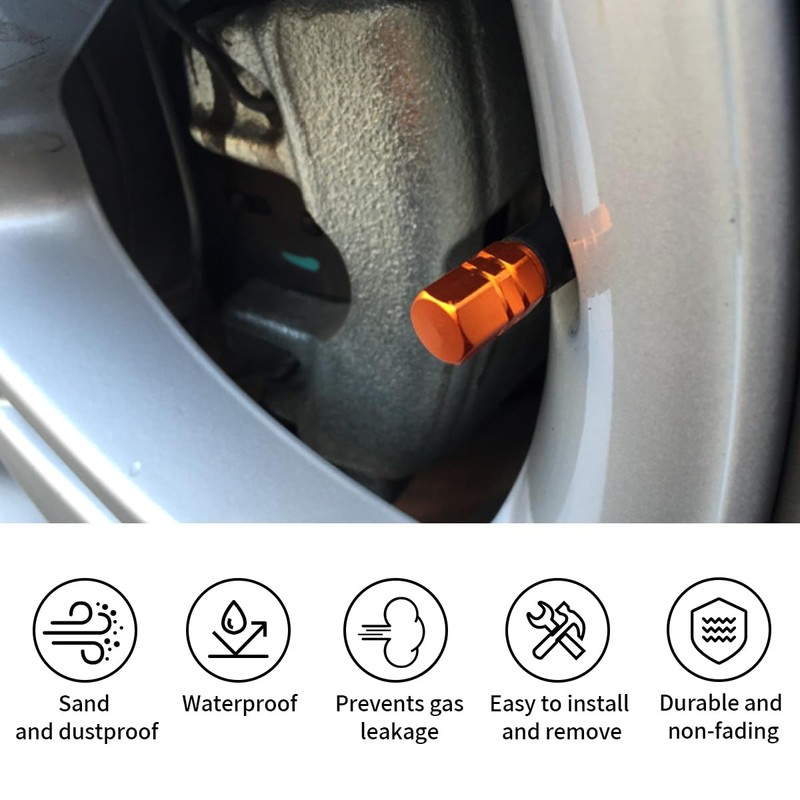 4PCS Car Tire Stem Valve Caps, Auto Hexagon Shape Dustproof