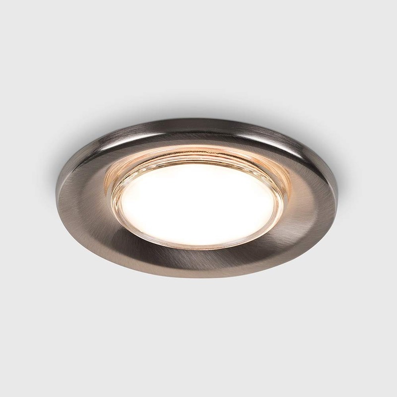 MiniSun | Modern Fire Rated Brushed Chrome GU10 Recessed Ceiling