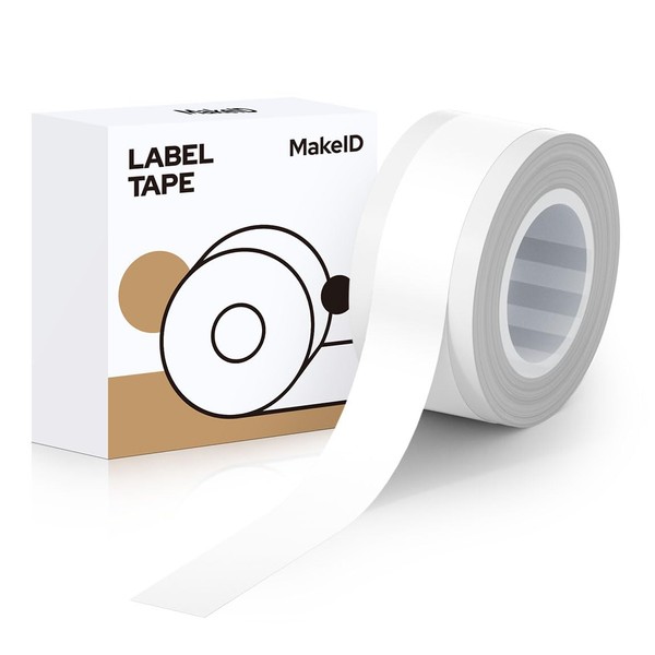 MakeID L1/Q1 Label Printer - Full Paper Label, Label Sticker, Genuine Thermal Roll Paper, 0.5 ft (12 mm) Wide and 14.8 ft (4 m) Long, Applicable to Handwriting, Price Tag, Address, Weight, Number, Android and IOS Compatible (White)