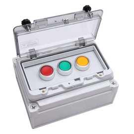 APIELE IP67 Outdoor Waterproof Button Switch Box Green/Red/Yellow Instantaneous Button Switch with Protective Cover Anti-Misoperation Switch