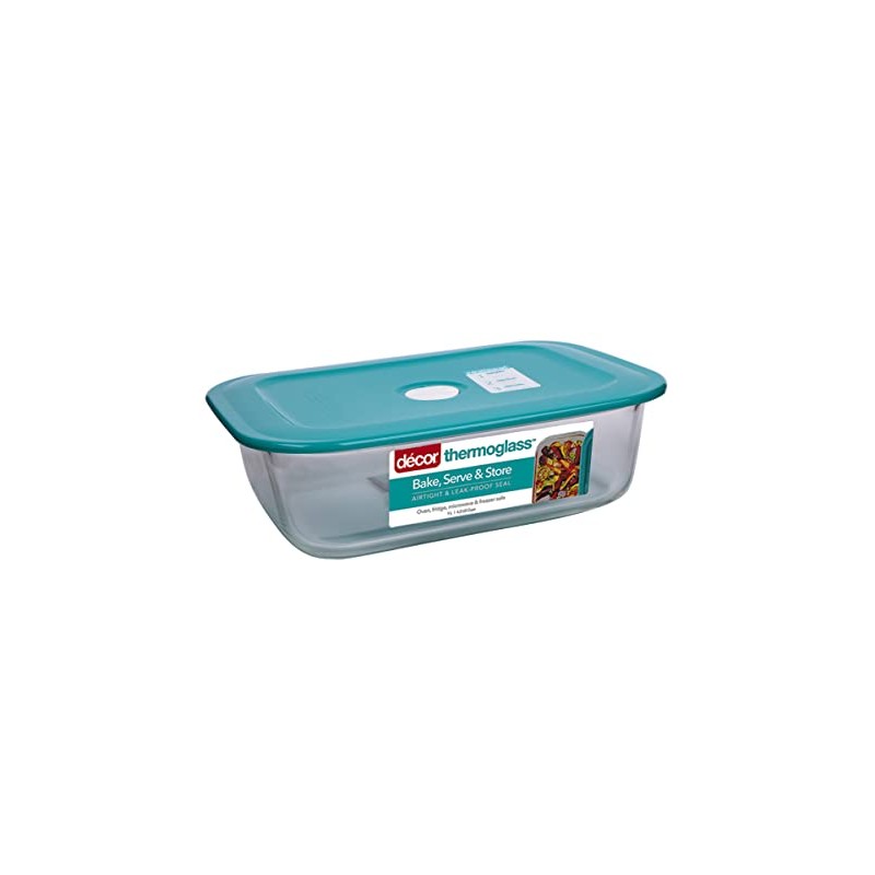 Decor Thermoglass Realseal Oblong Baking Dish with Lid, 1 Litre