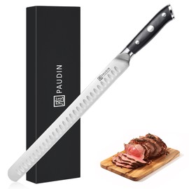 PAUDIN Carving Knife, 12 Inch Brisket Knife, Premium Slicing Knives with Granton Blade for Cutting Smoked Brisket, BBQ Meat, Turkey - Ergonomic G10 Handle