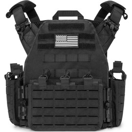 CVLIFE Tactical Vest Quickly Release Airsoft Vest with Molle System Large Capacity Weight Vest Adjustable Breathable Molle Vest for Outdoor Sport Black