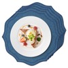 fanquare Navy Blue Round Placemats Set of 4, 15" Embroidered