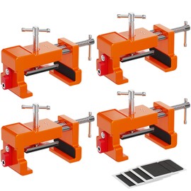 Cabinet Clamps, Cabinet Installation Cabinetry Clamps Face Frame Clamps Tools with Two Side Screws and Alignment Plate, 4 Pack, Orange