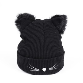 ZARSIO Gorro de Punto, Gorro con Orejas de Gato, Divertido Gorro de Invierno, de Punto cálido, Ganchillo, para Exteriores