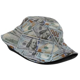 Us Bill Dollars Bucket Hats Fashion Sun Cap Packable Outdoor Fisherman Hat for Women and Men