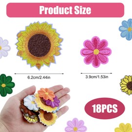 17 Pieces Iron-On Patches Floral Embroidered Patches for Clothes, Hats, Backpacks, Easy to Use, High Quality Material, Perfect for DIY Projects and Gifts