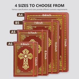 JOHSBYD Christian Notebook Gifts for Women Men,Religious Bible Verse Notebook,Faith Prayer Journal for Women Christian Easter Gifts School Supplies (A6 Cross Brown)