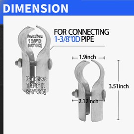 Chain Link Fence End Rail T Clamps,Panel T Clamps for 1-3/8" OD Pipe, fence bracket for "T" Clamps Into Pipe Fence Reinforcement, Bolts & Nuts Included