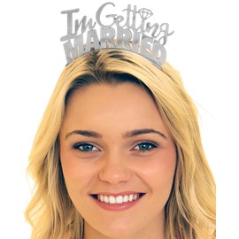 RhinestoneSash Wedding Tiara Bride Headband - Engagement Gift - I'm Getting Married Silver Headband - Bridal Shower Supplies, HdBd(GettingMarried) SLV