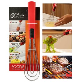 Tongs for Cooking Multipurpose 6-in-1, Kitchen Utensils, Whisks for Cooking, Egg Beater Mixer, Salad Tongs for Serving Grill Bbq Steel