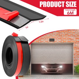 Inscrip Garage Door Seal, PVC Sealing Strips, Multi-Purpose Garage Door Top and Side Sealing Strips, Weatherproof, Easy to Cut, for Leaves, Dirt, Weather Protection, with Nails (Black, 6 m)