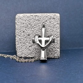 LuxglitterLin Religious Cross I Love You Forever Cremation Jewelry Urn Necklace for Ashes Nana Memorial Keepsake Pendant