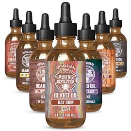 Bay Rum Beard Oil Conditioner- All Natural Bay Rum Scent Organic Argan & Jojoba Oils - Promotes Beard Growth - Softens & Strengthens Beards and Mustaches for Men (Scented, 1 Pack) â€¦