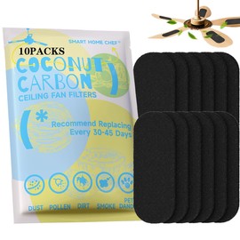 SMART HOME CHEF Ceiling Fan Filters for Blades ，Air Vent Filters with Activated Coconut Carbon - 10 Pack |9.84x3.54inch|Easy-Stick|Traps Dust, Pet Dander & Pollen |Odorless Reduction for Home & Office