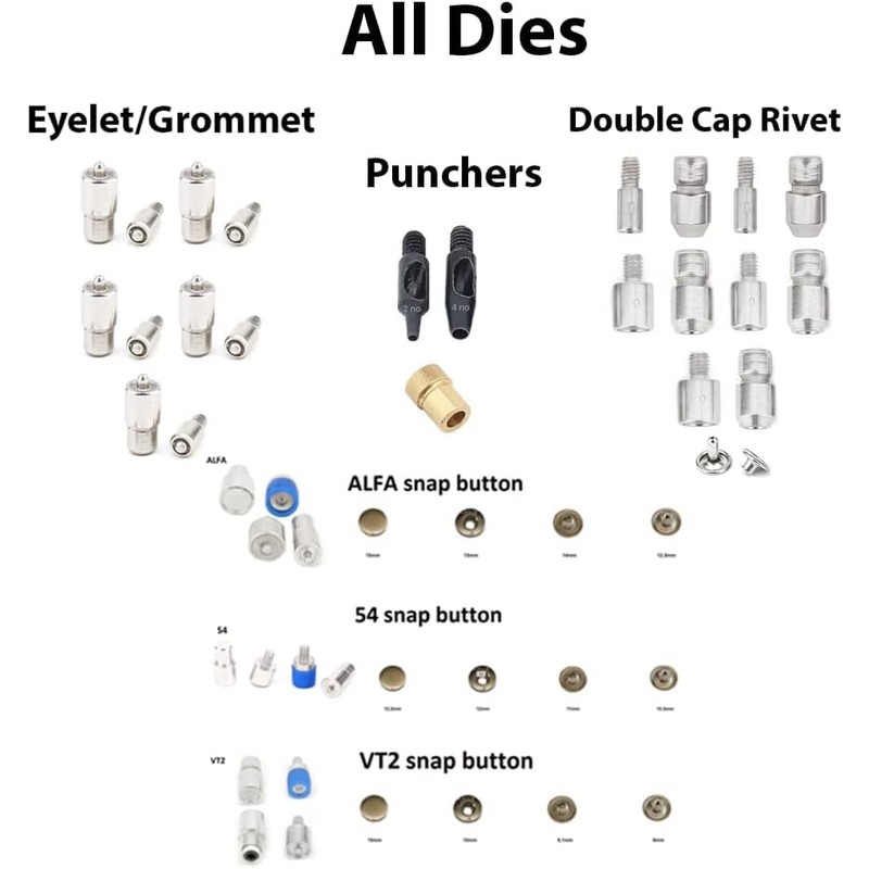 Snap Button Fastener, Rivet, Eyelet, Grommet Hand Press Machine with