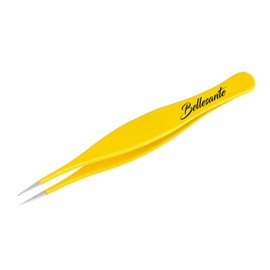 Bellesante Precision Tweezers - Precise Grooming - Stainless Steel - Ingrown Hair - Eyebrow Shaping - Woman and Man - Hobby Tweezer - Chin Hair - Splinters - Yellow