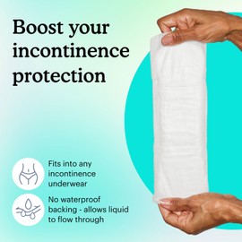 Because Maximum Incontinence Booster Pads, Adult Diaper Doubler Adds 2 Cups of Extra Absorbency, Discreet, Soft Leak Protection for Men & Women, Fits Inside Disposable Underwear, 20 Count
