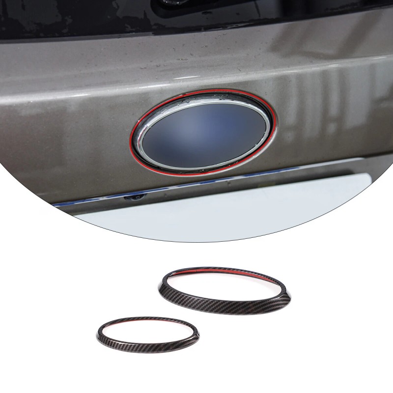 car-attention Carbon Fiber Front Rear Emblem Badge Logo Trim 2PCS