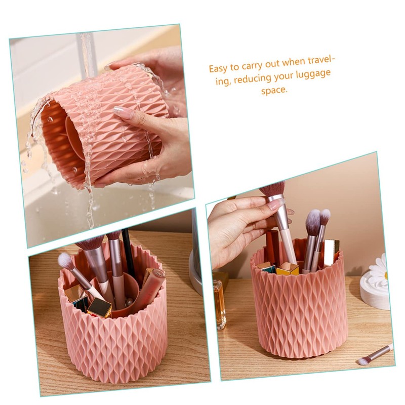 FOMIYES 2pcs Makeup Brush Bucket Rotatable Vanity Brush Organizer and