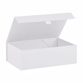PLINJOY White Gift Box for Presents 10.8x7.5x3.5 Inches Magnetic Gift Boxes with Lid Luxury Gift Box for Rectangle Collapsible for Bridesmaid, Wedding, Birthday Gift Packging