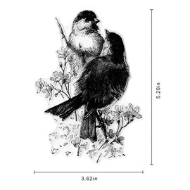 Hying 2 Love Birds on Flowers Words Clear Stamps for Card Making Scrapbooking Crafting DIY Decorations, Birds and Flowers Transparent Silicone Seal Stamps for Embossing Album Crafts