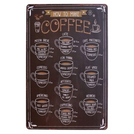 Hioni How To Make Coffee Vintage Metal Wall Sign Tin Plaque Wall Decoration (Coffee)